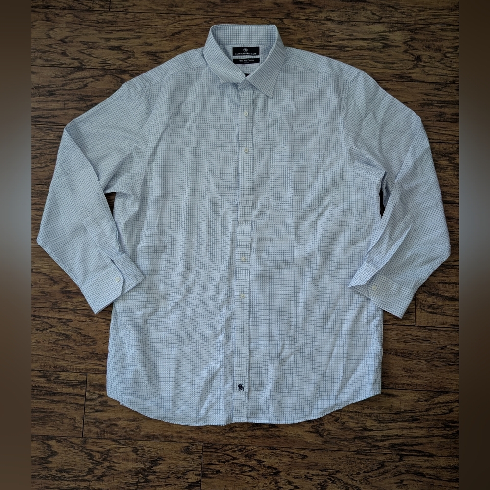 Hart Schaffner Marx Blue Patterned Button Up Dres… - image 1